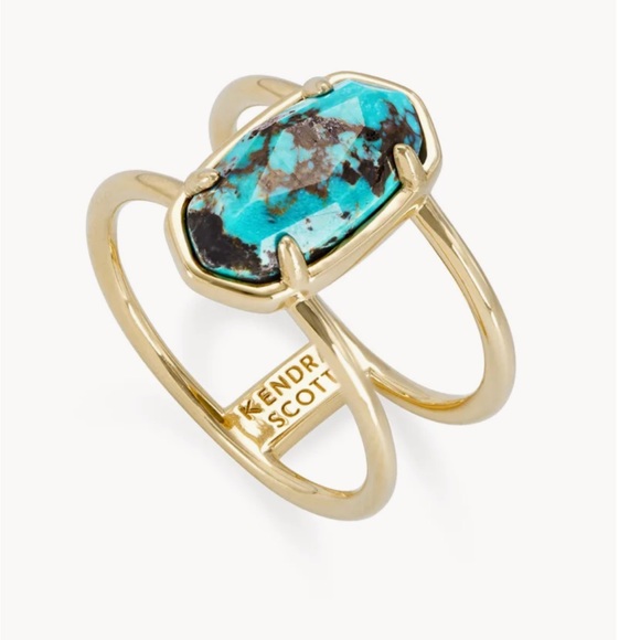 Kendra Scott Elyse 18k Gold Vermeil Double Band Ring in Turquoise - Picture 2 of 5